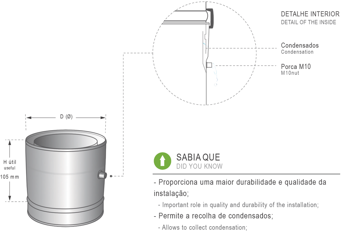 RECOLHA DE CONDENSADOS EM INOX COM ABRAÇADEIRA - VM CHAMINÉS ALFA