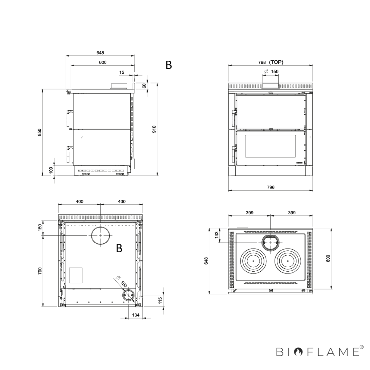 FOGÃO A LENHA - NORDICA EXTRAFLAME VERONA XXL PEDRA
