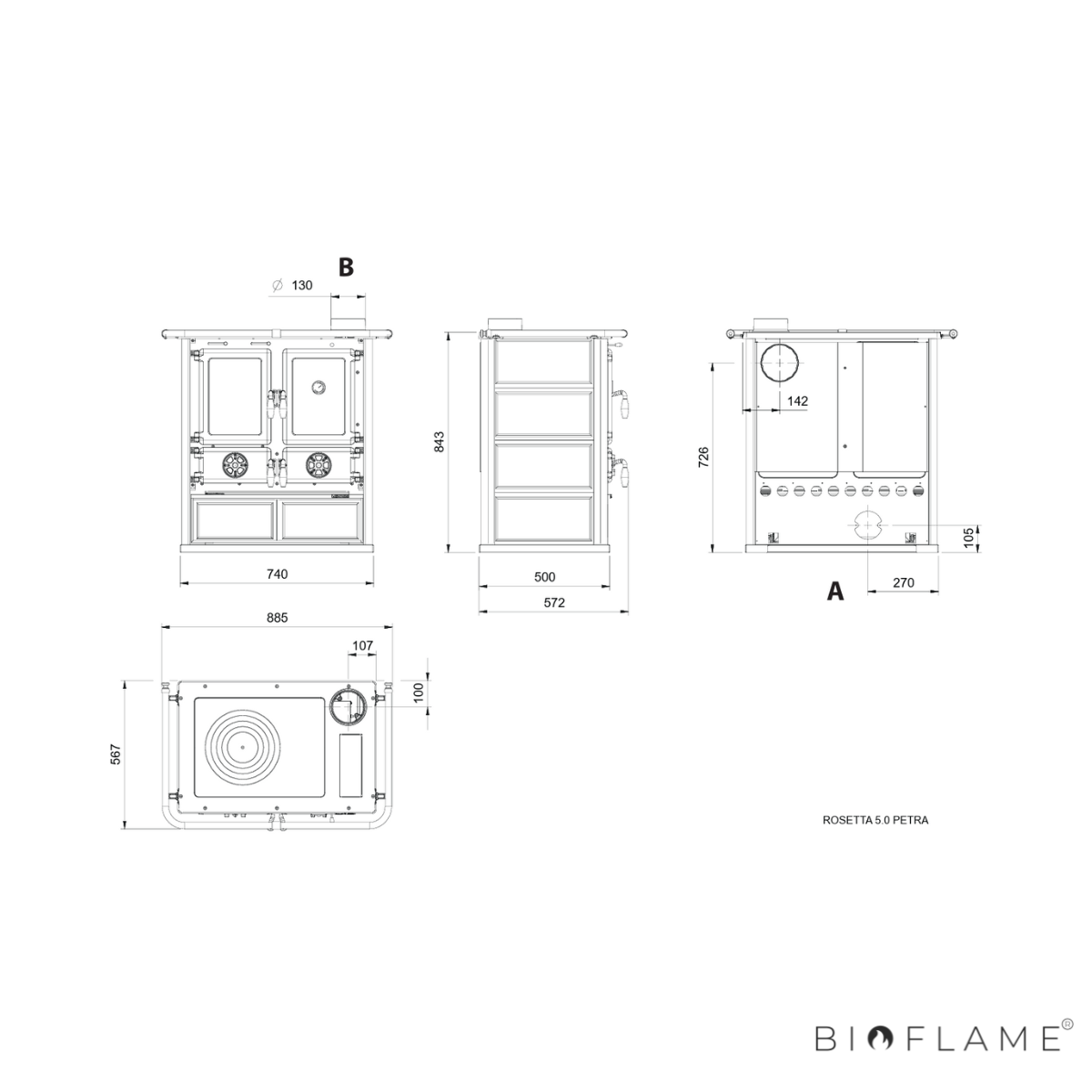 FOGÃO A LENHA - NORDICA EXTRAFLAME ROSETTA 5.0
