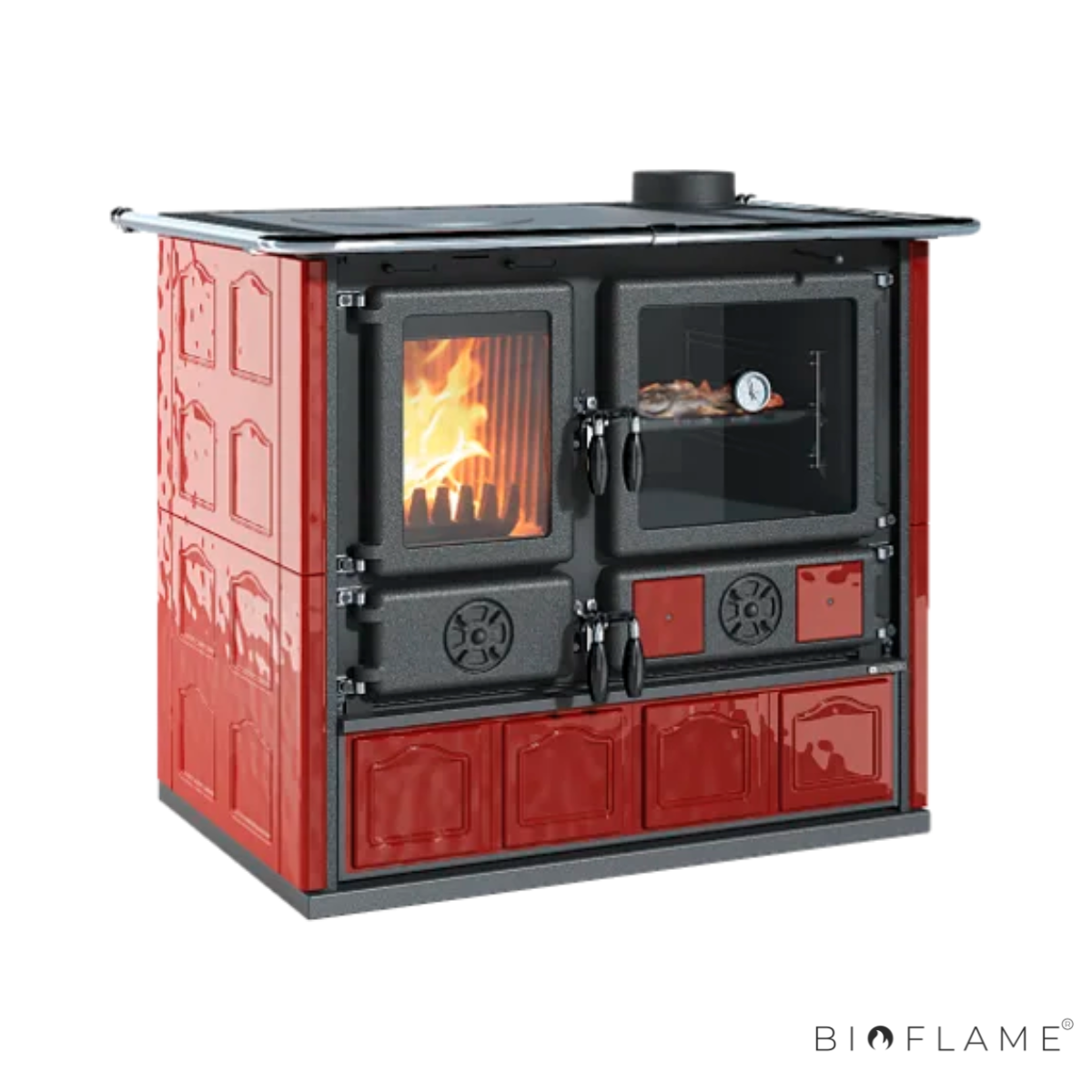 FOGÃO A LENHA - NORDICA EXTRAFLAME ROSA 5.0 MAIOLICA