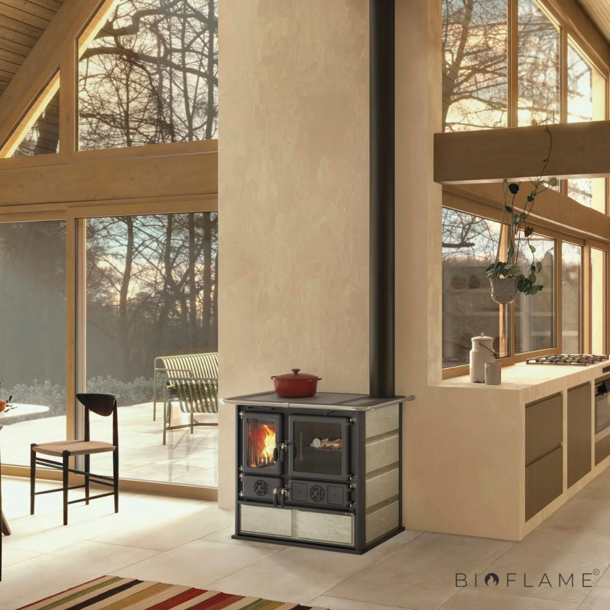 FOGÃO A LENHA - NORDICA EXTRAFLAME ROSA 5.0 PETRA