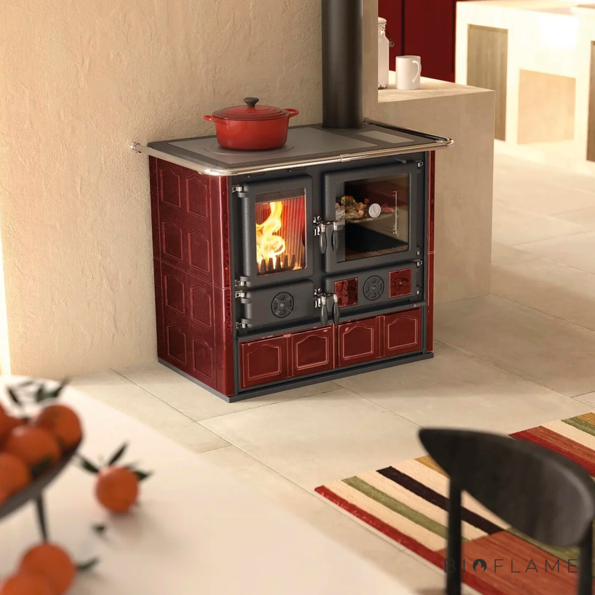 FOGÃO A LENHA - NORDICA EXTRAFLAME ROSETTA 5.0 MAIOLICA