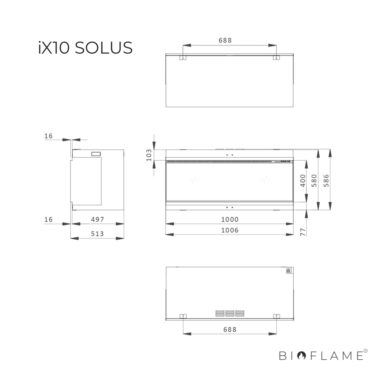 LAREIRA ELÉTRICA HOLOGRÁFICA - TRIMLINE IX10 SOLUS