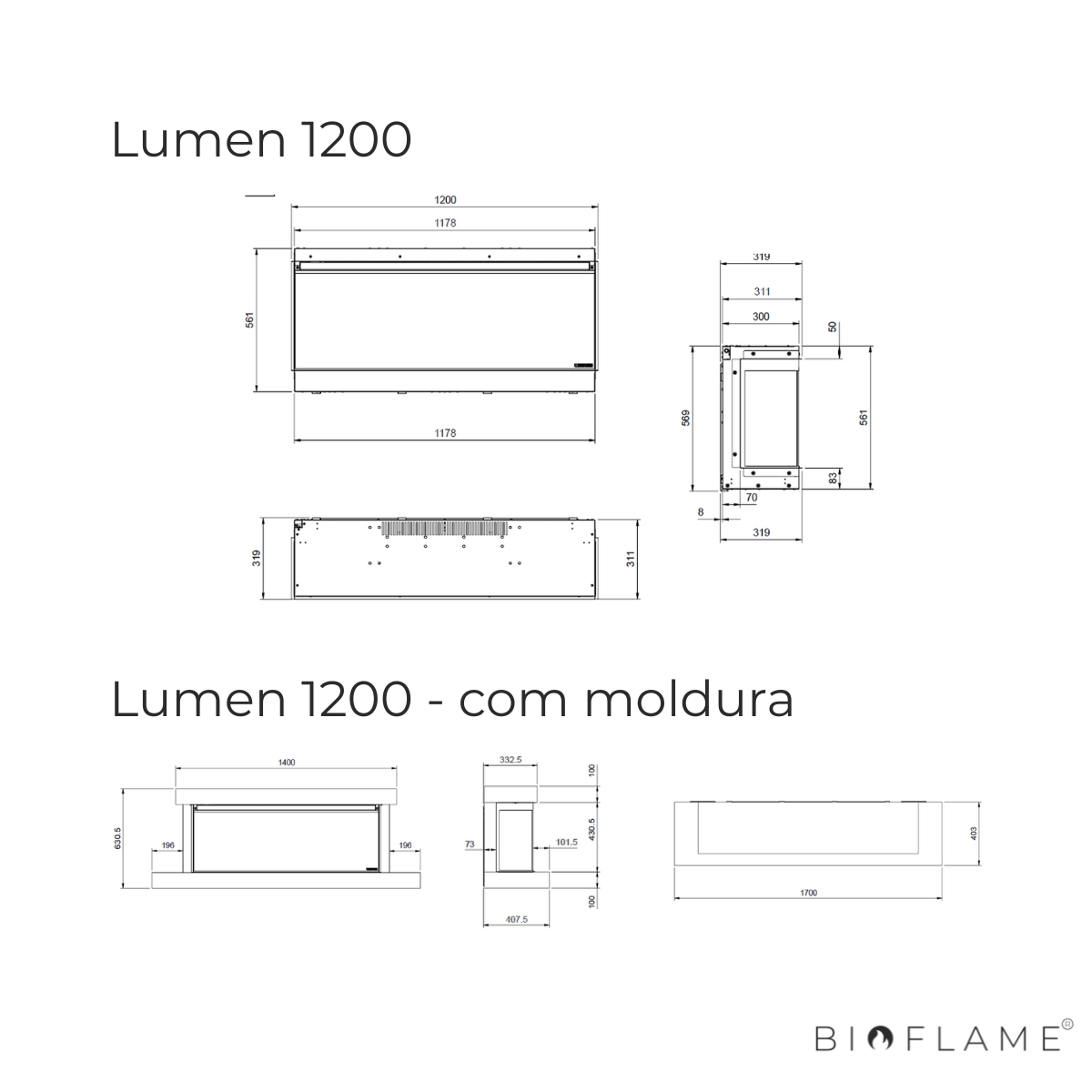 LAREIRA ELÉTRICA - NORDICA EXTRAFLAME LUMEN 1200