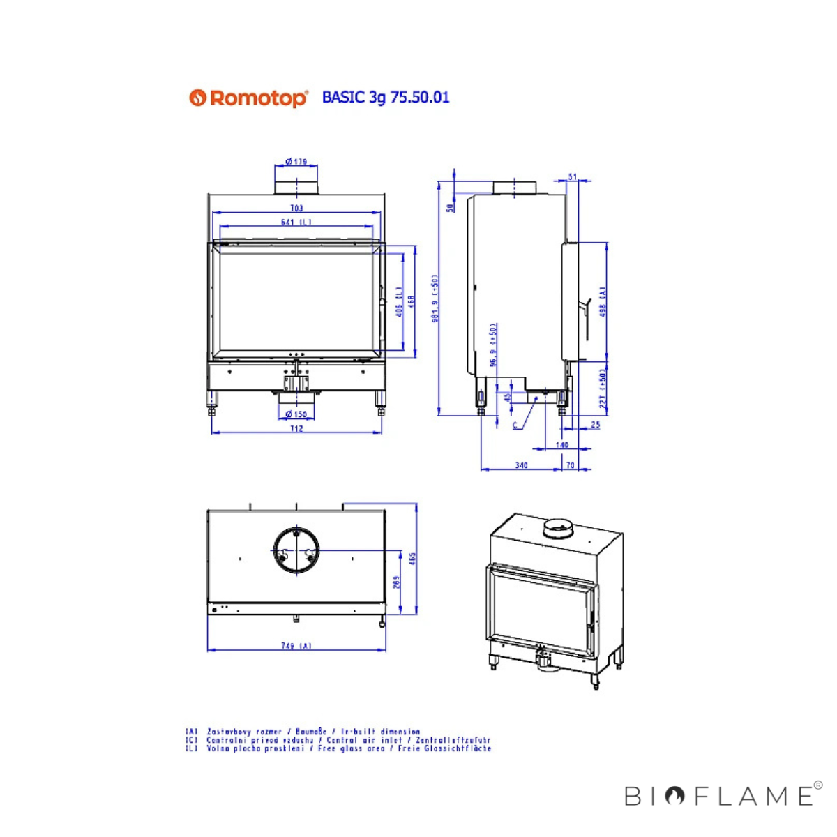 RECUPERADOR DE CALOR A LENHA - ROMOTOP BASIC 3G 75.50.01