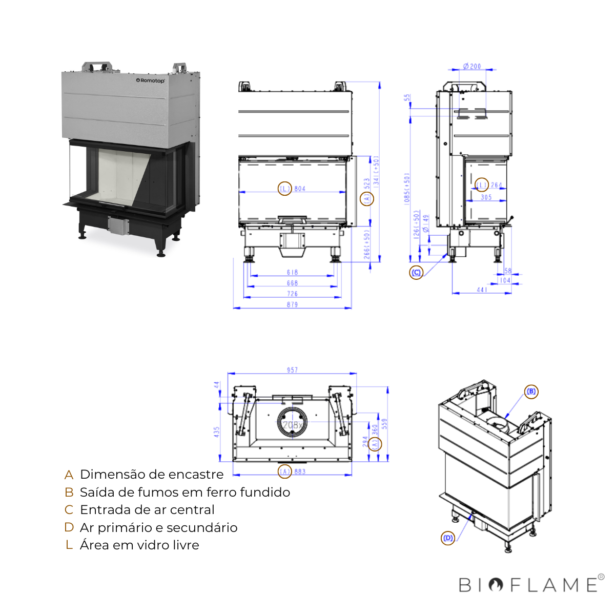 RECUPERADOR DE CALOR A LENHA - ROMOTOP HEAT HC3LJ