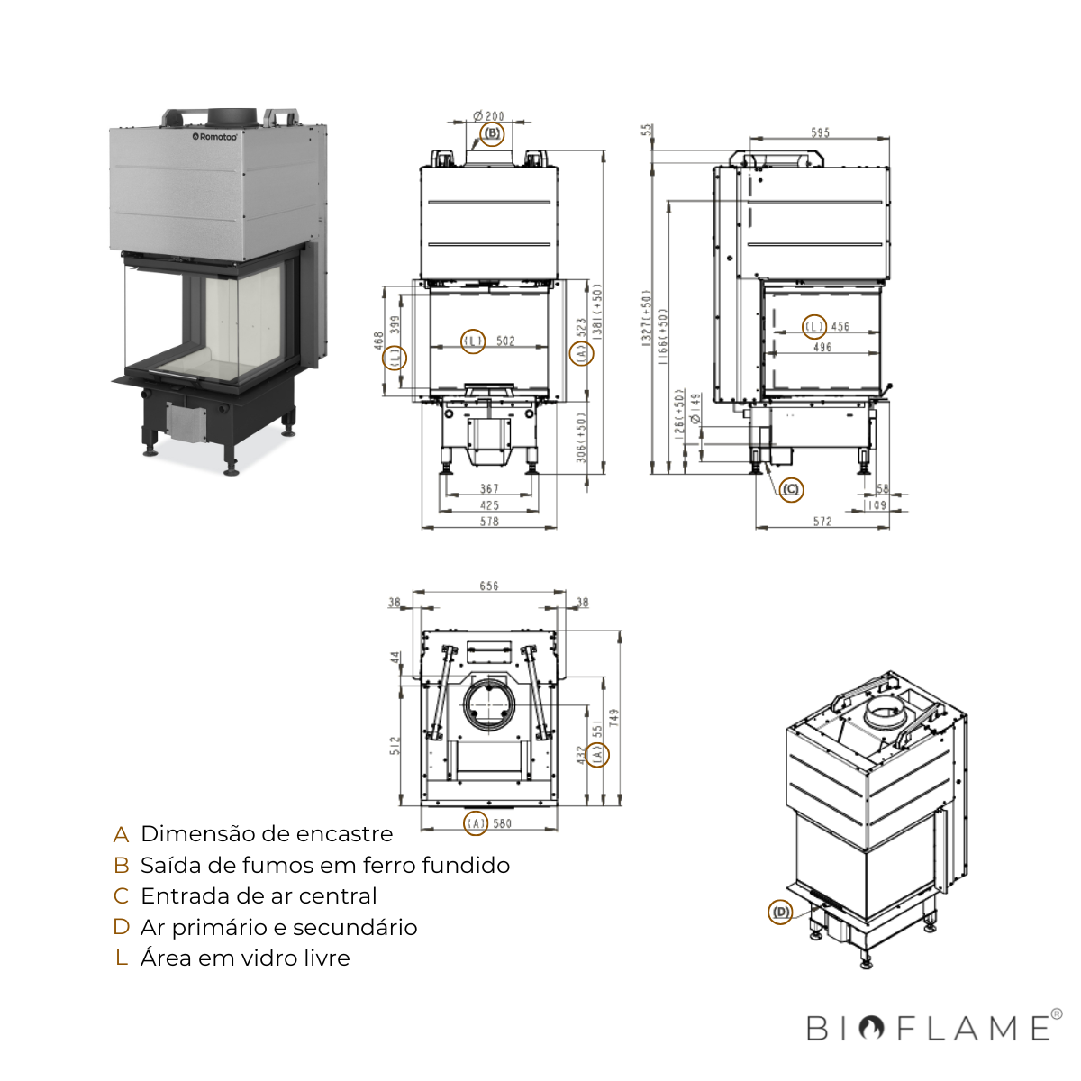 RECUPERADOR DE CALOR A LENHA - ROMOTOP HEAT HU3LG 24