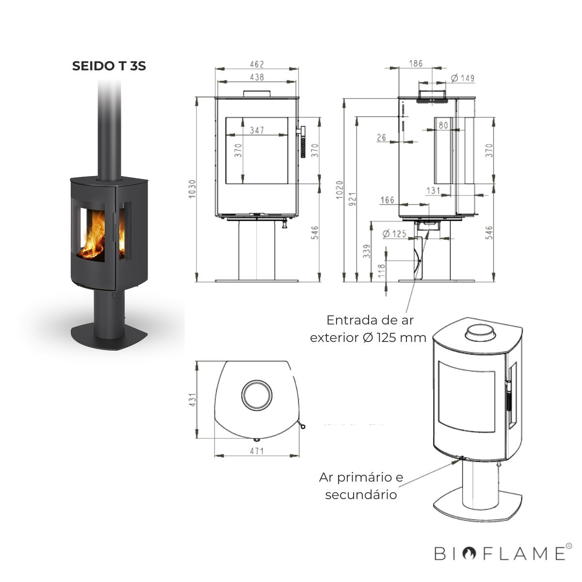SALAMANDRA A LENHA - ROMOTOP SEIDO T 3S ROTATIVA