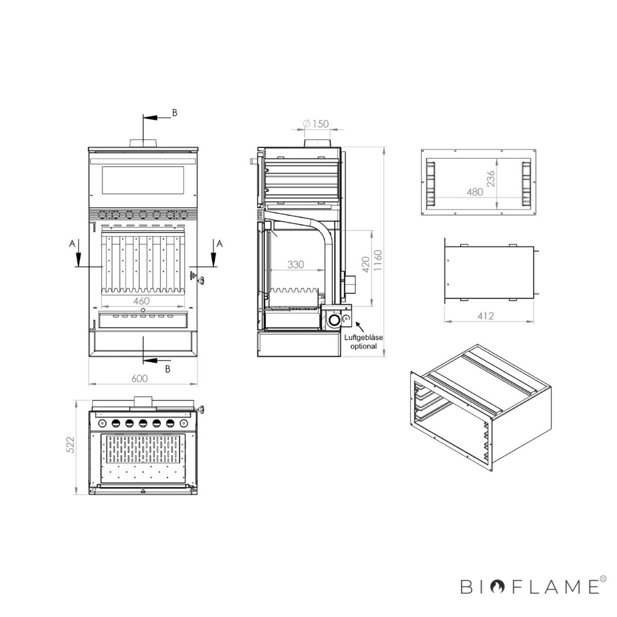 SALAMANDRA A LENHA COM VENTILAÇÃO - TEBA THERM TKS-15 FORNO TRIFACIAL