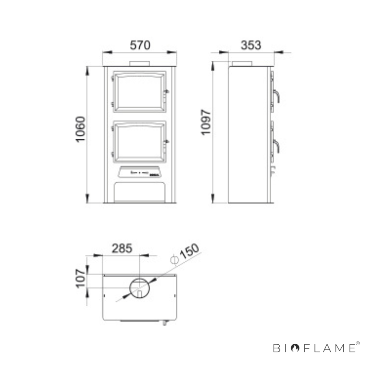 SALAMANDRA A LENHA - BOREAL ECO200H COM FORNO