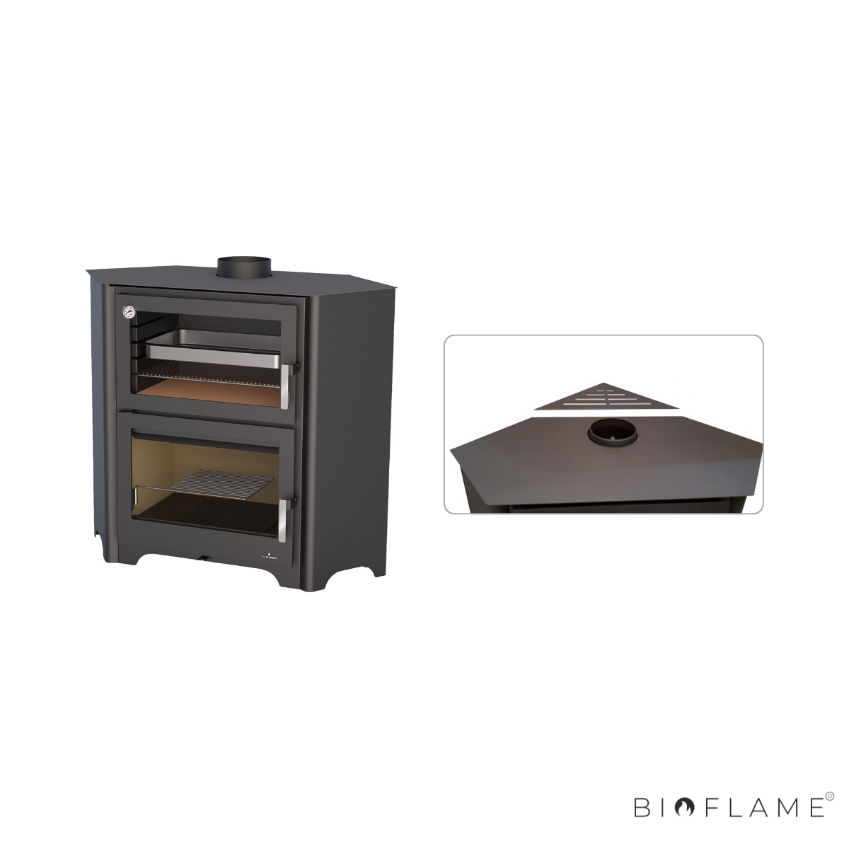 SALAMANDRA A LENHA - BRONPI MURANO-R COM FORNO DE CANTO