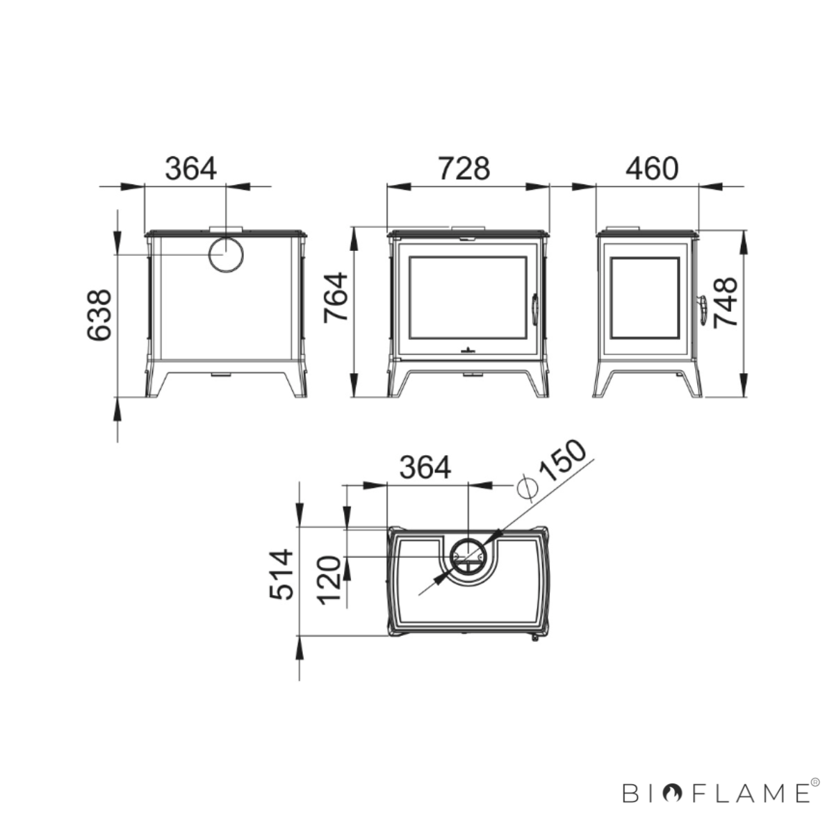 SALAMANDRA A LENHA EM FERRO FUNDIDO - BRONPI BURY 14