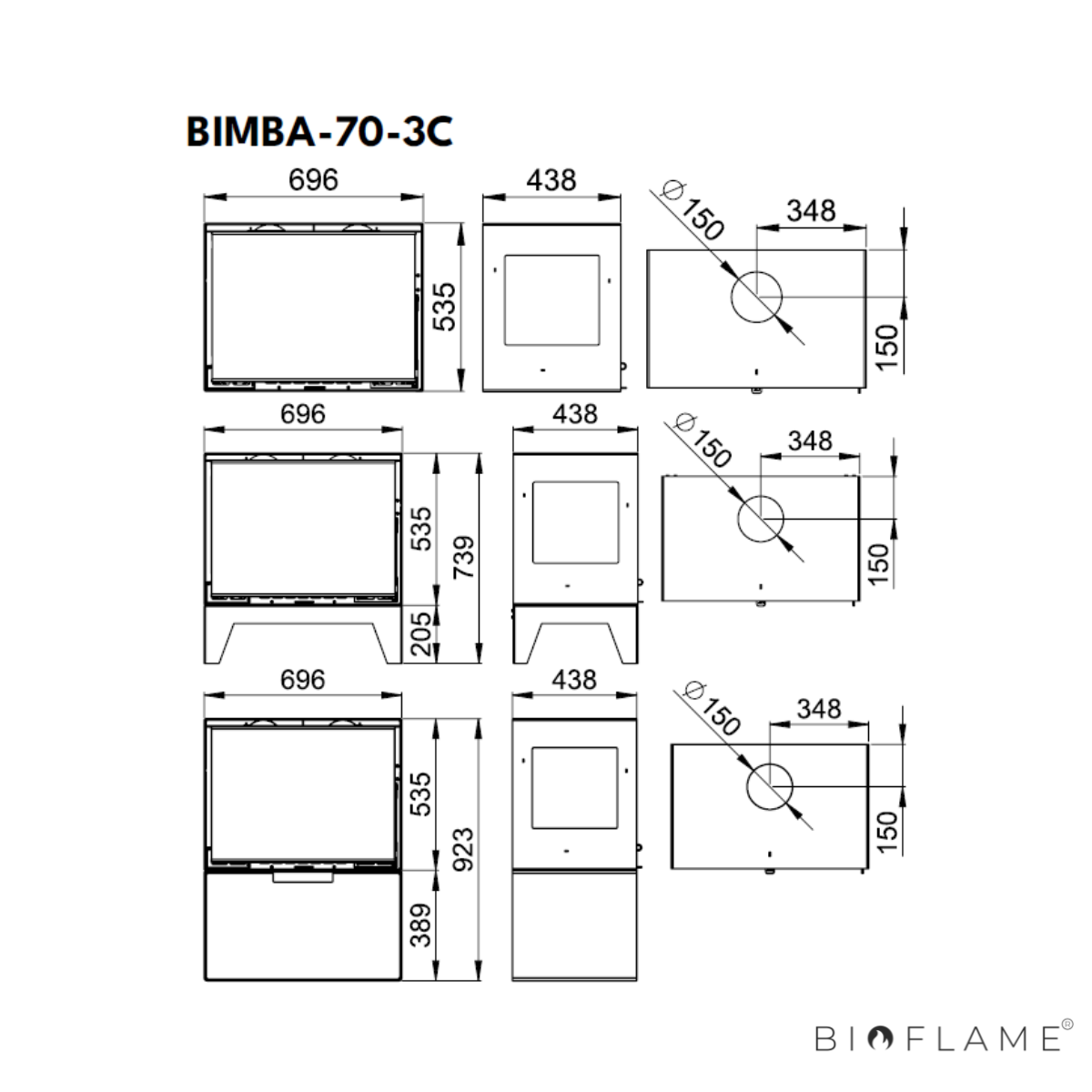 SALAMANDRA A LENHA COM VENTILAÇÃO - BRONPI BIMBA 70 3C