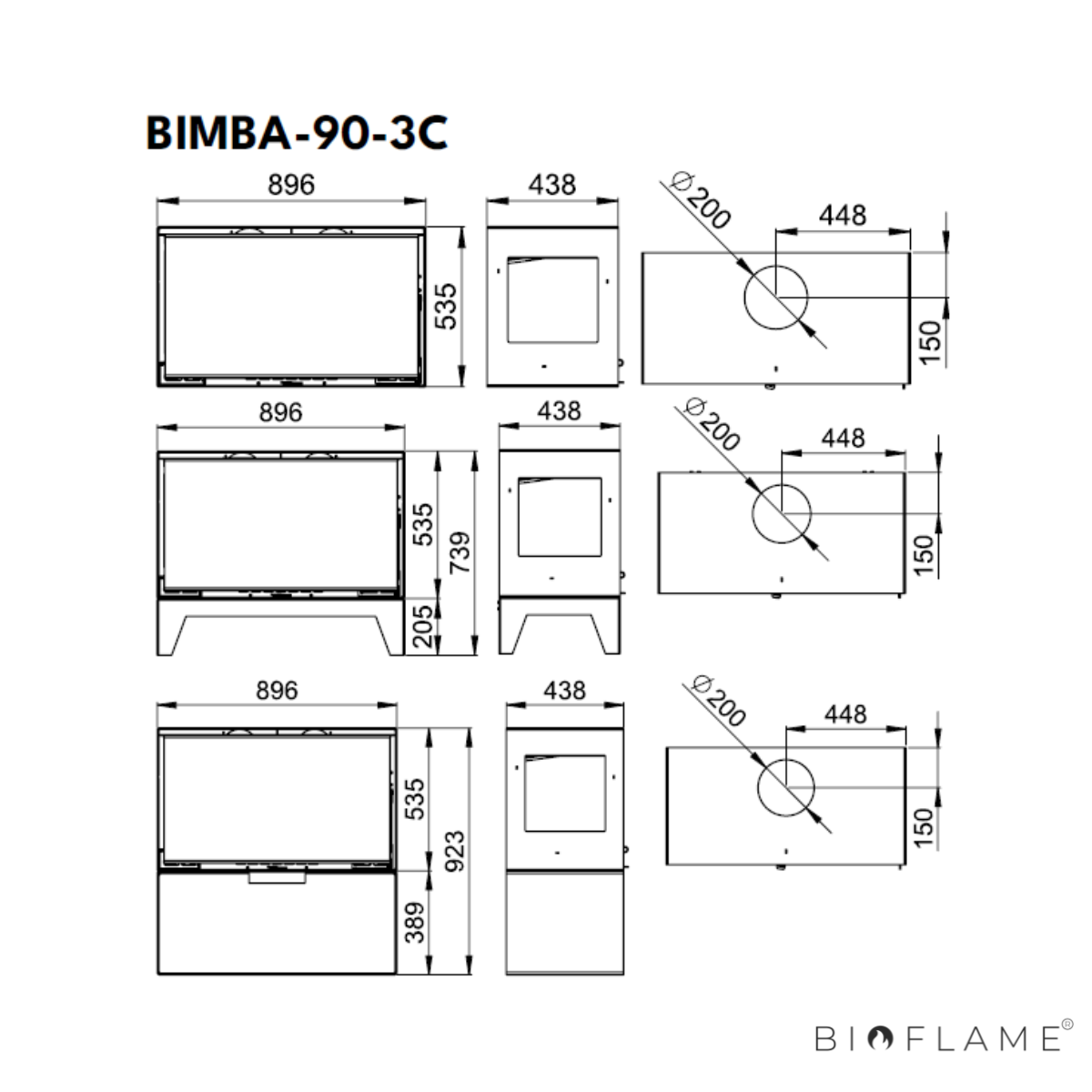 SALAMANDRA A LENHA COM VENTILAÇÃO - BRONPI BIMBA 90 3C