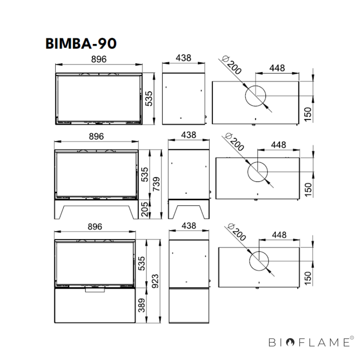 SALAMANDRA A LENHA COM VENTILAÇÃO - BRONPI BIMBA 90