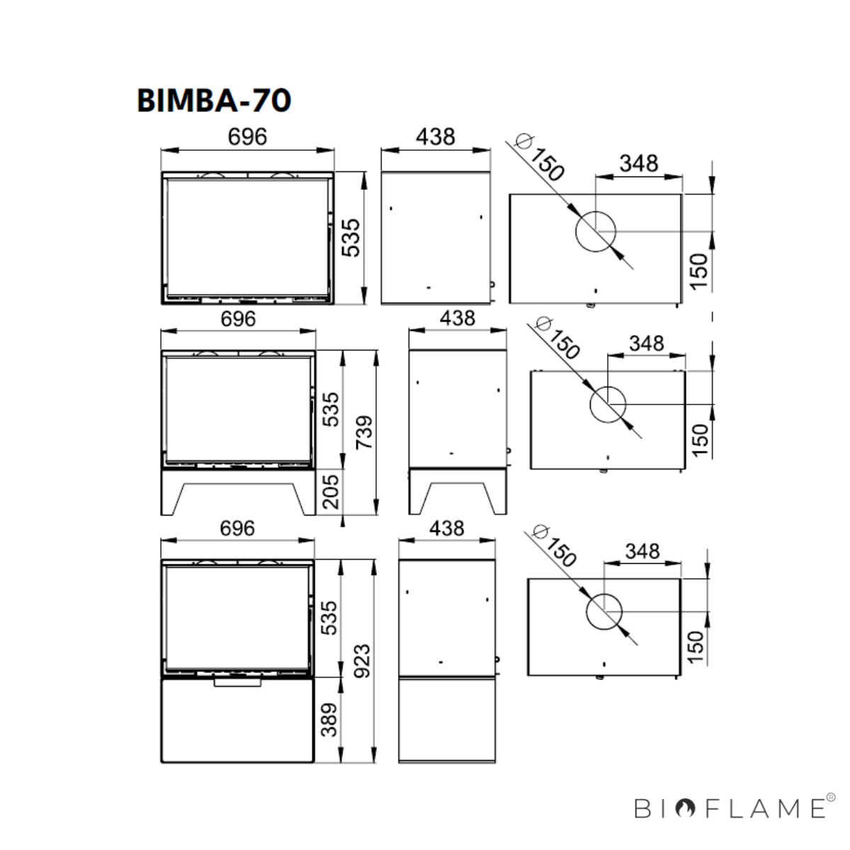 SALAMANDRA A LENHA COM VENTILAÇÃO - BRONPI BIMBA 70