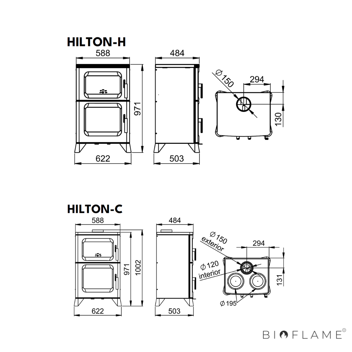 Salamandra a lenha Bronpi Hilton com forno