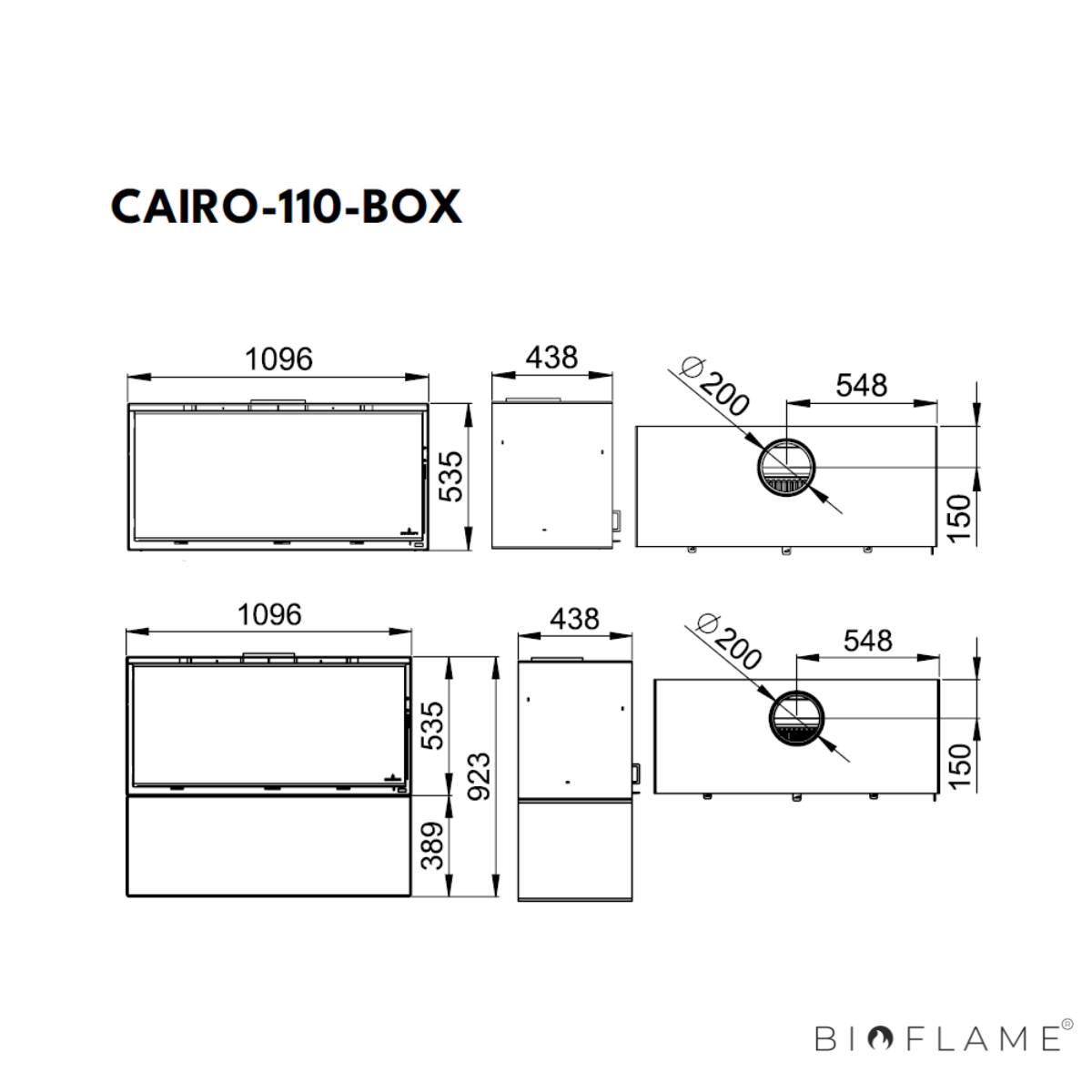 SALAMANDRA A LENHA - BRONPI CAIRO 110 BOX