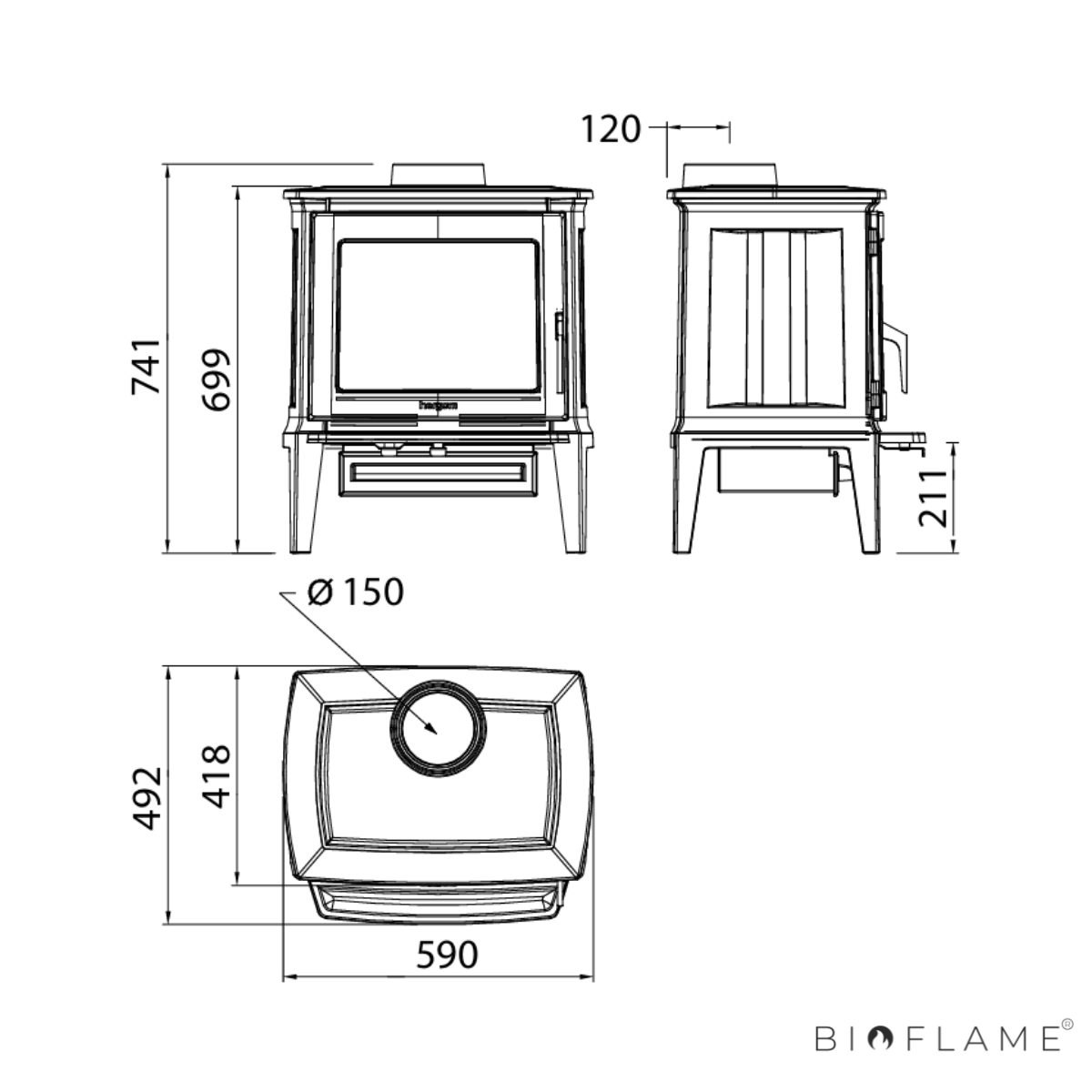 SALAMANDRA A LENHA EM FERRO FUNDIDO - HERGOM E-30 S
