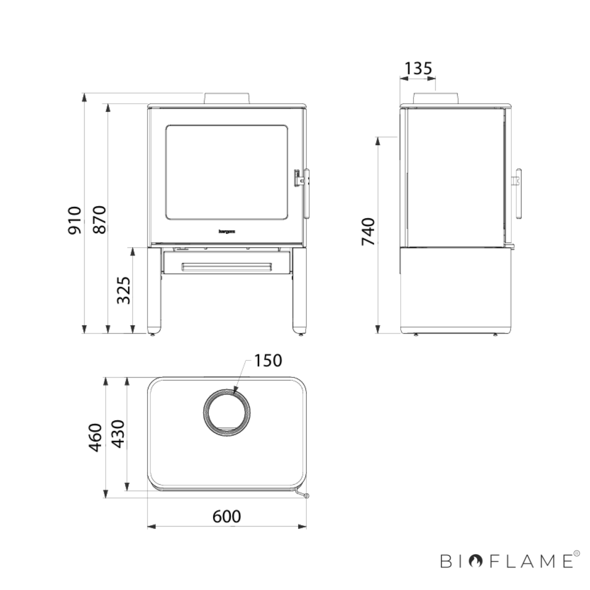 SALAMANDRA A LENHA EM FERRO FUNDIDO - HERGOM E-40