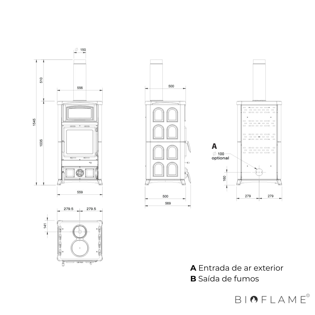 SALAMANDRA A LENHA EM FERRO FUNDIDO - NORDICA EXTRAFLAME CONCITA