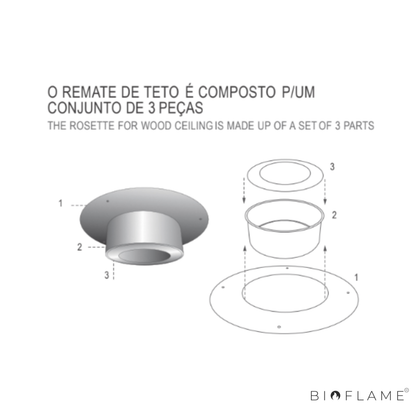 ANEL / ESPELHO REMATE DUPLO PARA TETO DE MADEIRA CLOSETOP 304/304 05 - VM CHAMINÉS