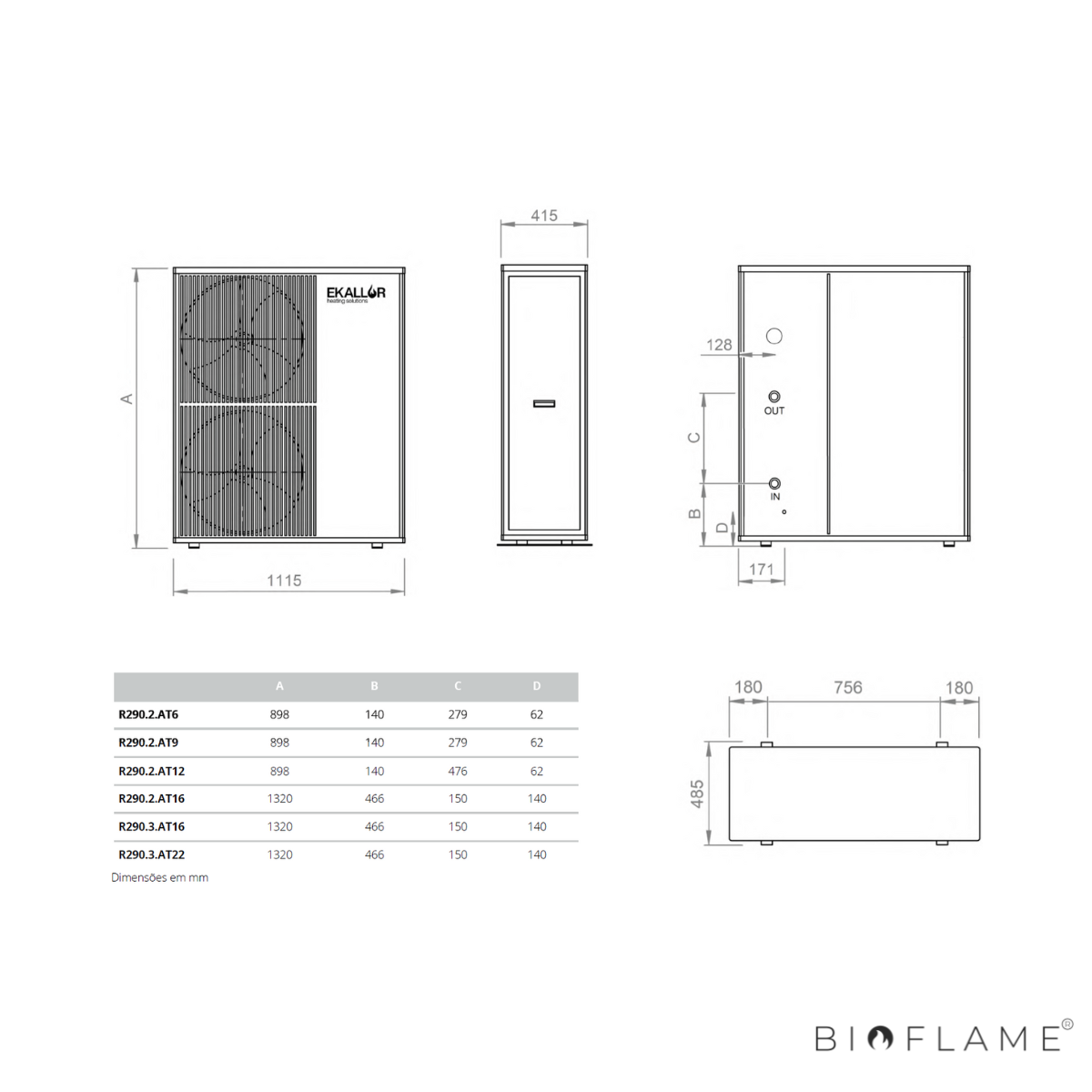 BOMBA DE CALOR PARA AQUECIMENTO CENTRAL - EKALLOR MONOBLOCO INVERTER R290