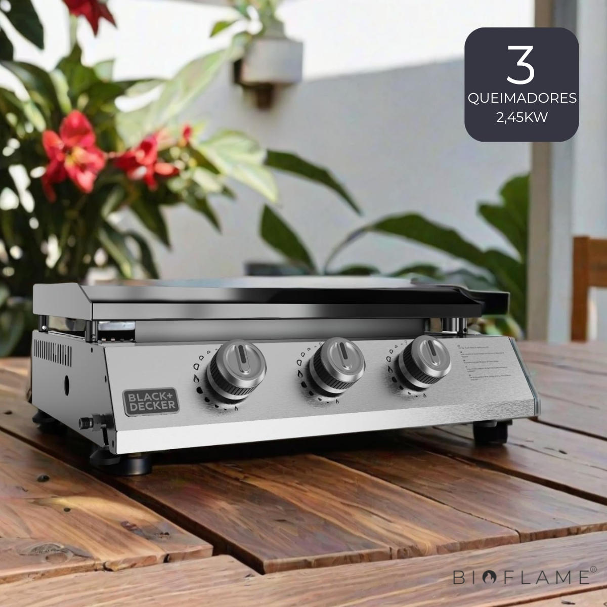 CHAPA A GÁS - BLACK & DECKER 3 QUEIMADORES