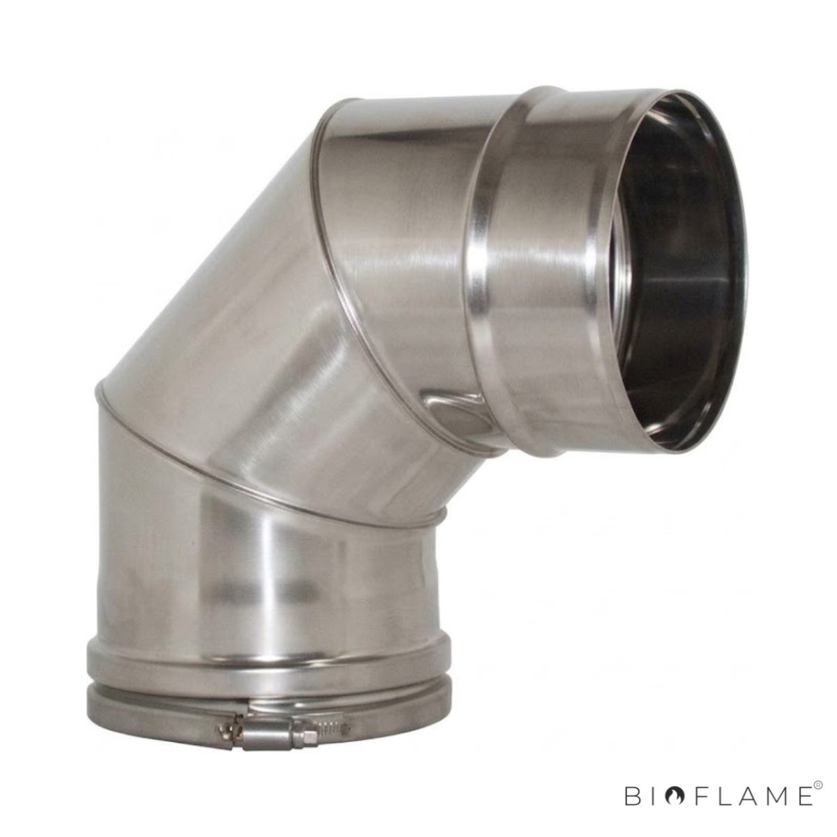 CURVA 90º INOX COM ABRAÇADEIRA - VM CHAMINÉS ALFA