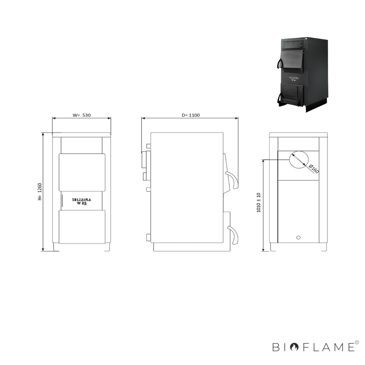 CALDEIRA A LENHA PARA AQUECIMENTO CENTRAL - SOLZAIMA W PLUS 25 KW