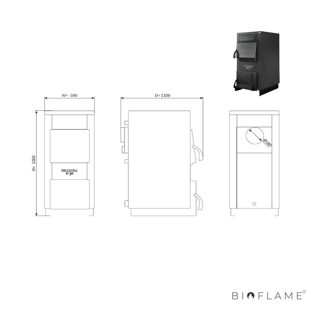 CALDEIRA A LENHA PARA AQUECIMENTO CENTRAL - SOLZAIMA W PLUS 30 KW