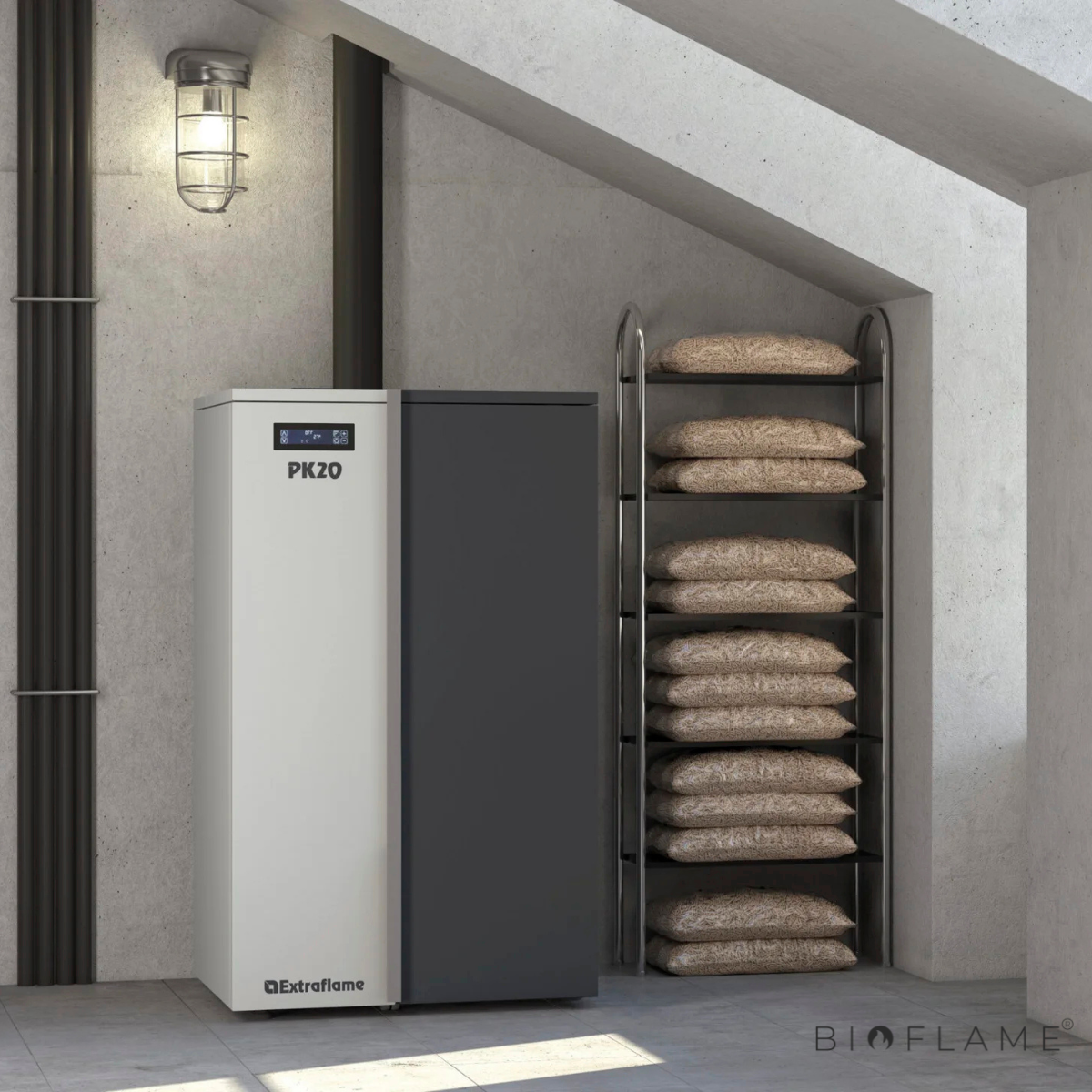 CALDEIRA A PELLETS PARA AQUECIMENTO CENTRAL - NORDICA EXTRAFLAME PK 20