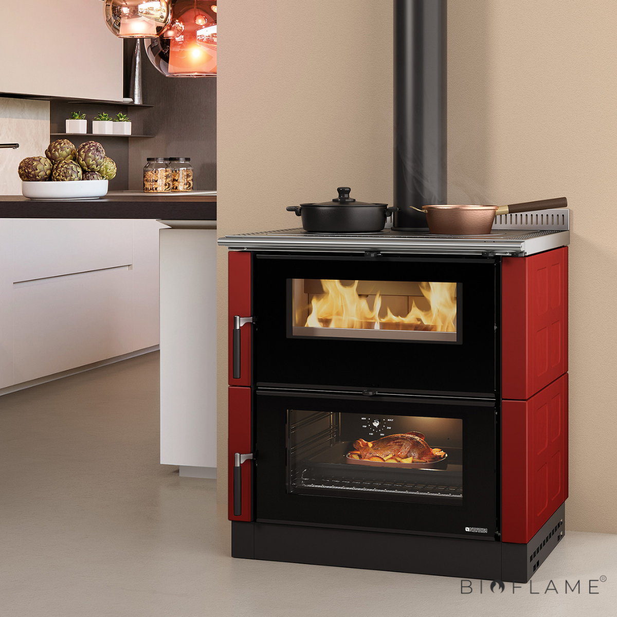 FOGÃO A LENHA - NORDICA EXTRAFLAME VERONA XXL MAIOLICA 