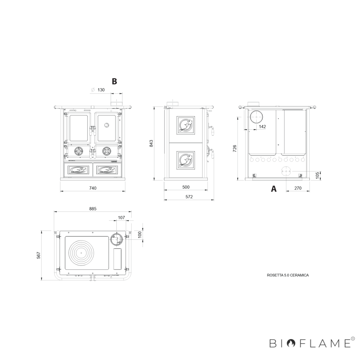 FOGÃO A LENHA - NORDICA EXTRAFLAME ROSETTA 5.0