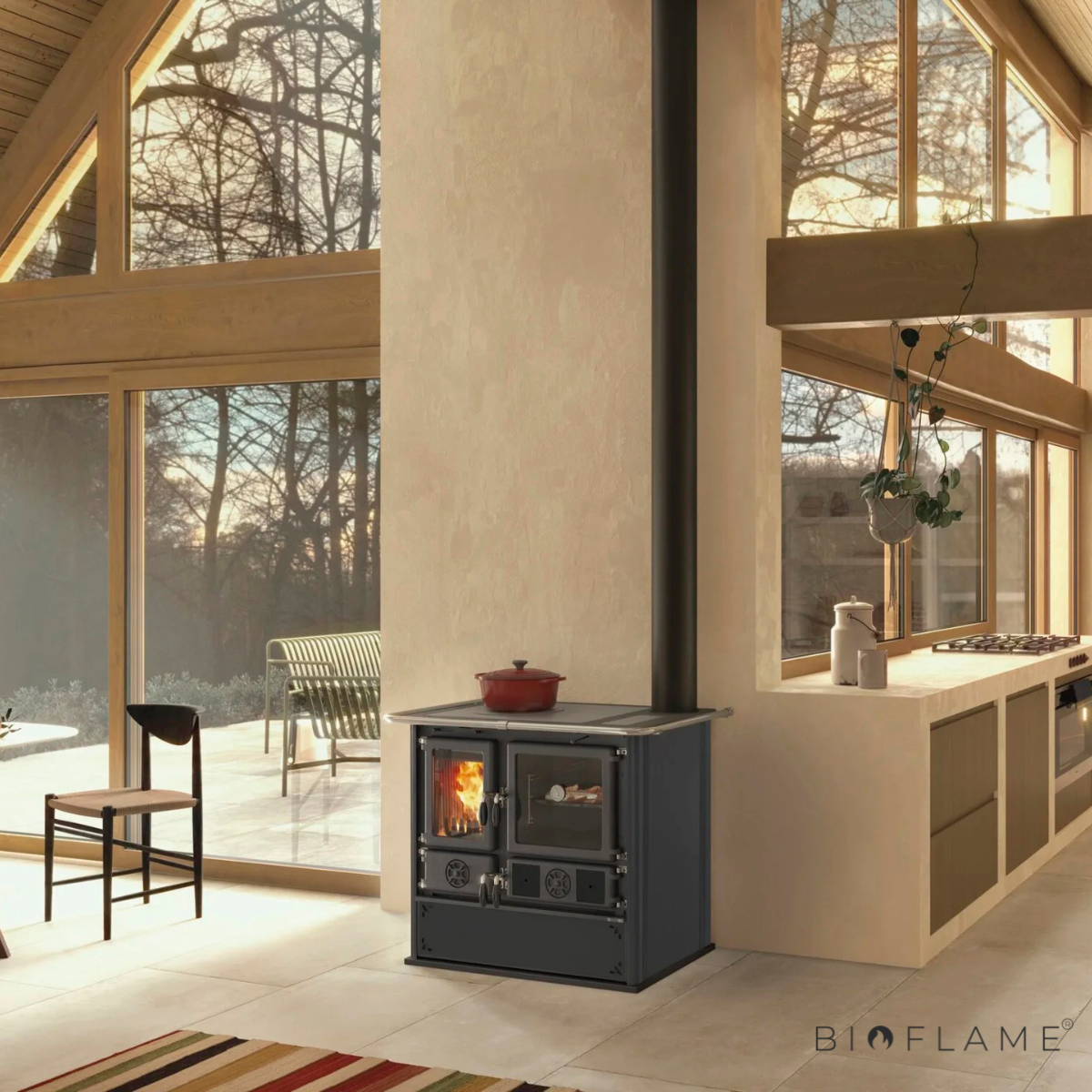 FOGÃO A LENHA - NORDICA EXTRAFLAME ROSA 5.0 STEEL
