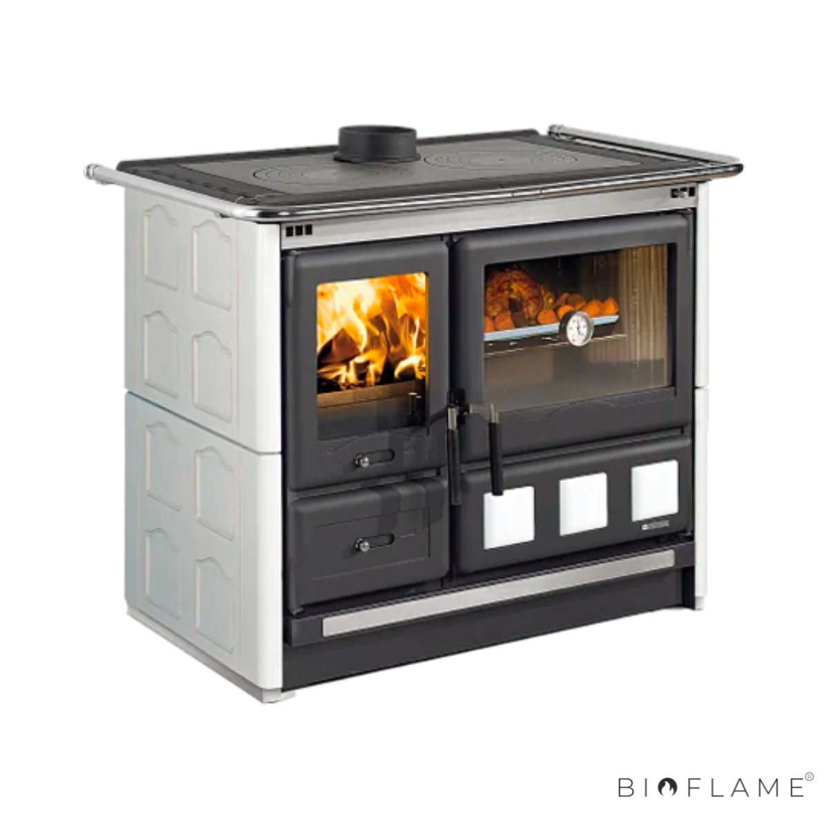 FOGÃO A LENHA - NORDICA EXTRAFLAME ROSA XXL 5.0 MAIOLICA