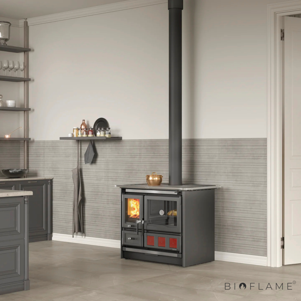 FOGÃO A LENHA - NORDICA EXTRAFLAME ROSA L 5.0 STEEL