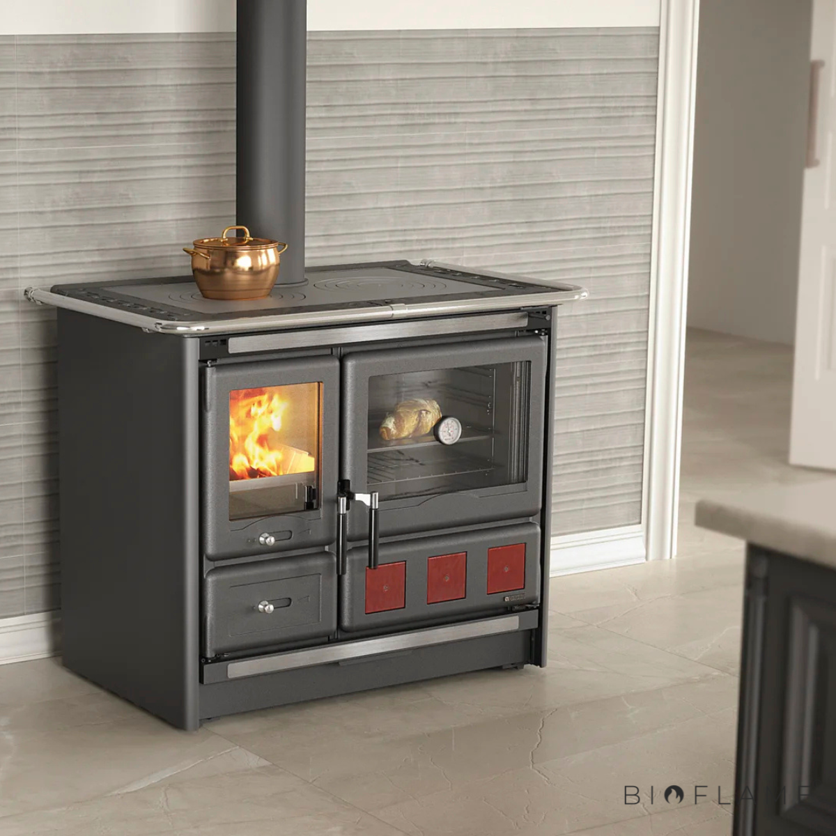 FOGÃO A LENHA - NORDICA EXTRAFLAME ROSA L 5.0 STEEL