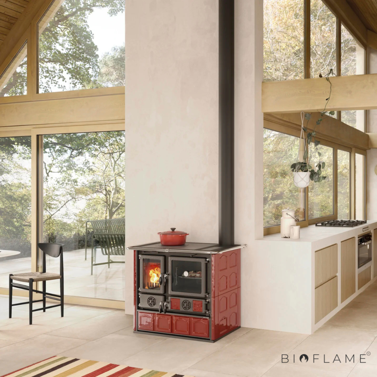 FOGÃO A LENHA - NORDICA EXTRAFLAME ROSETTA 5.0 MAIOLICA