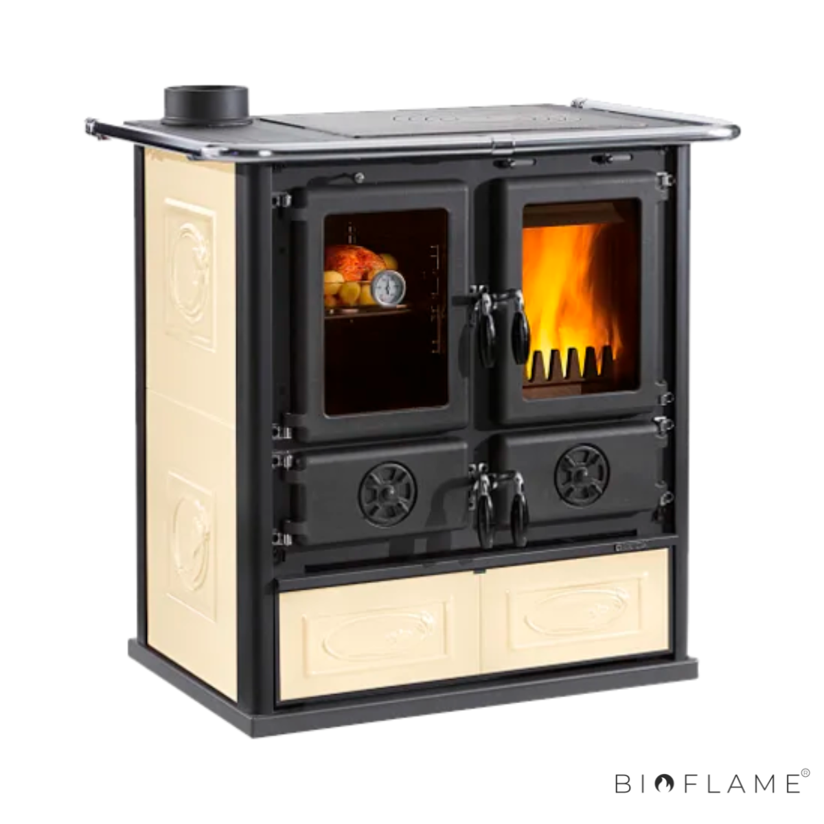 FOGÃO A LENHA - NORDICA EXTRAFLAME ROSETTA SINISTRA 5.0