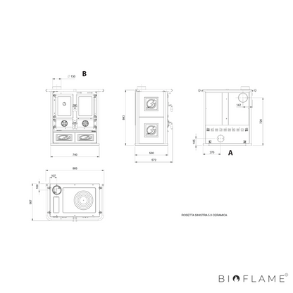 FOGÃO A LENHA - NORDICA EXTRAFLAME ROSETTA SINISTRA 5.0