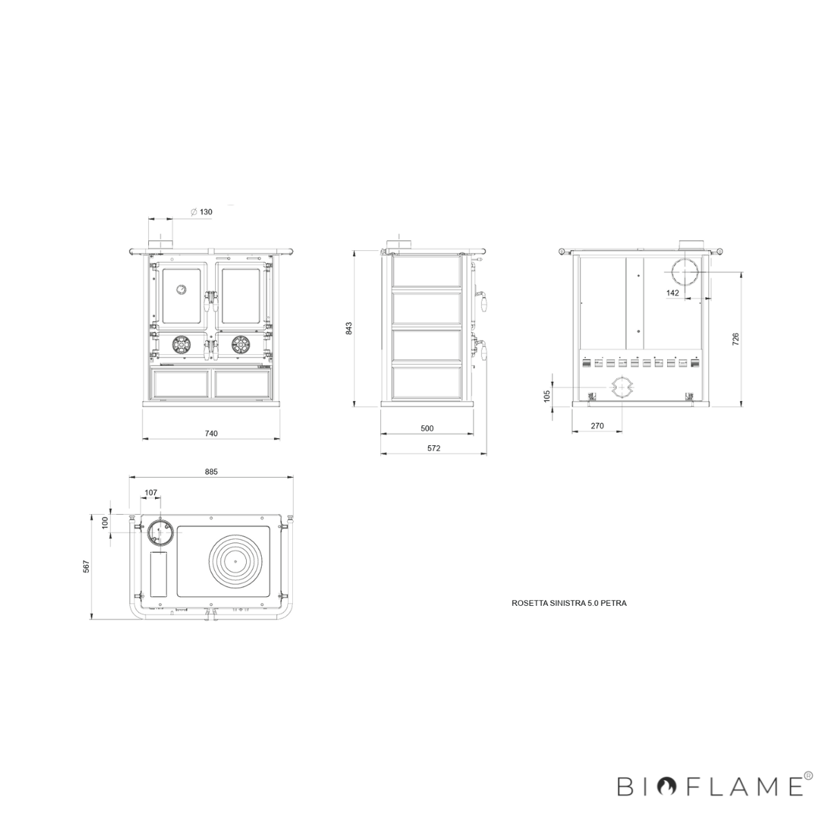 FOGÃO A LENHA-NORDICA EXTRAFLAME - ROSETTA SINISTRA STEEL