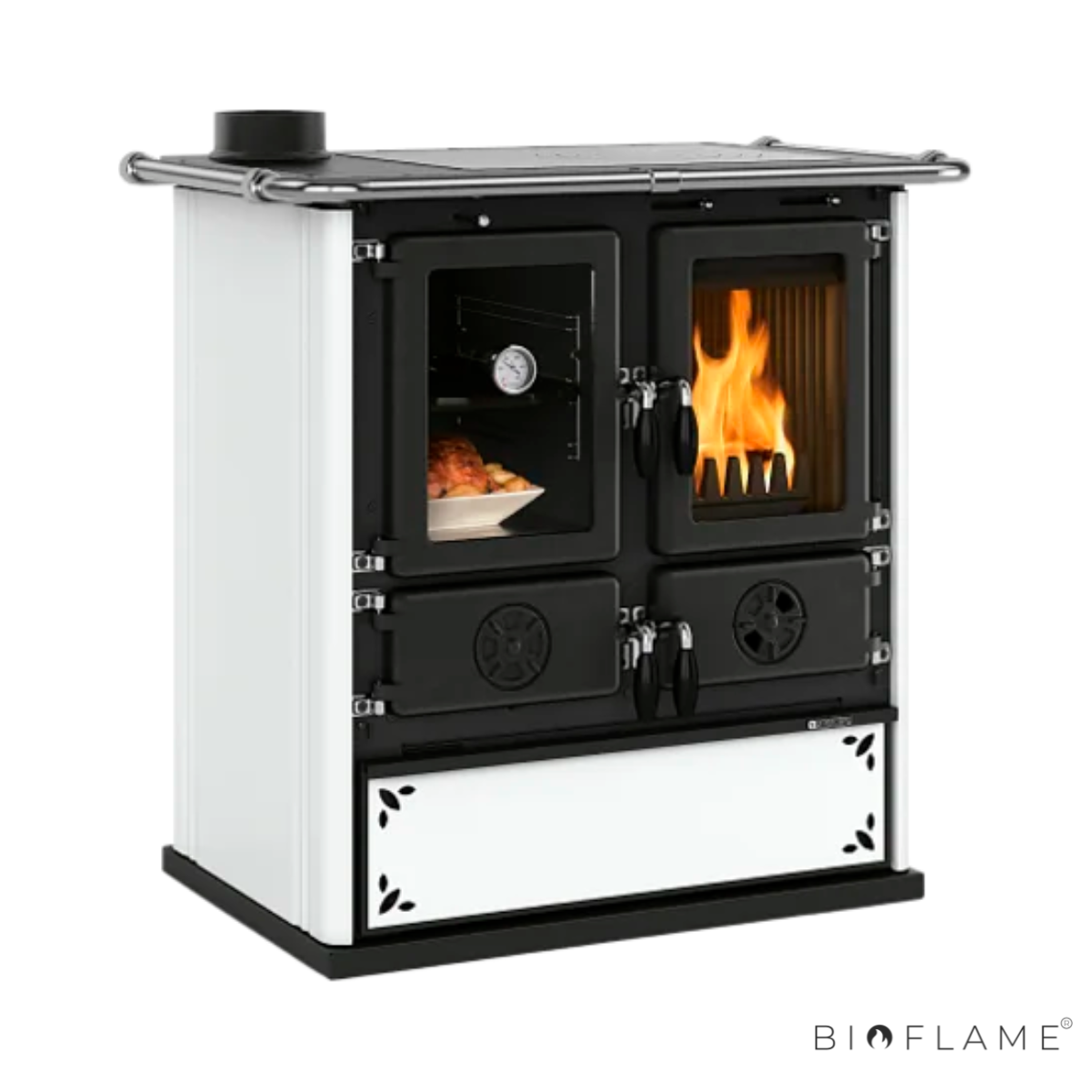 FOGÃO A LENHA-NORDICA EXTRAFLAME - ROSETTA SINISTRA STEEL