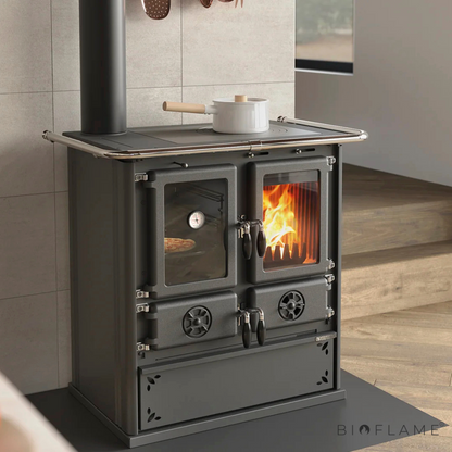 FOGÃO A LENHA-NORDICA EXTRAFLAME - ROSETTA SINISTRA STEEL