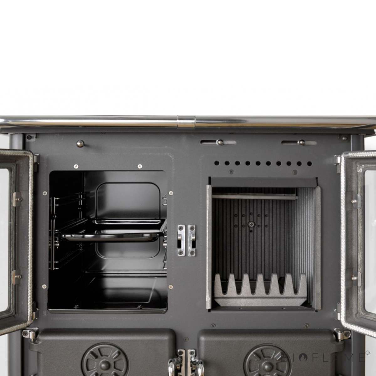 FOGÃO A LENHA-NORDICA EXTRAFLAME - ROSETTA SINISTRA STEEL