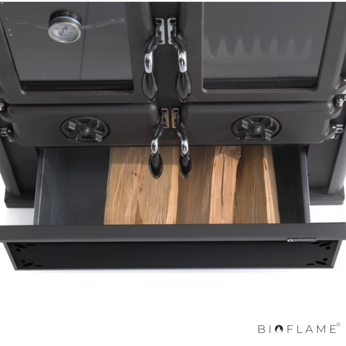 FOGÃO A LENHA-NORDICA EXTRAFLAME - ROSETTA SINISTRA STEEL
