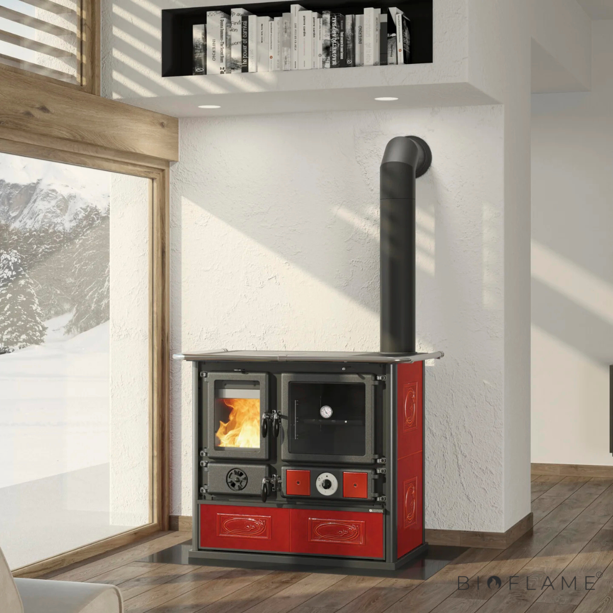 FOGÃO A LENHA PARA AQUECIMENTO CENTRAL - NORDICA EXTRAFLAME TERMOROSA DSA