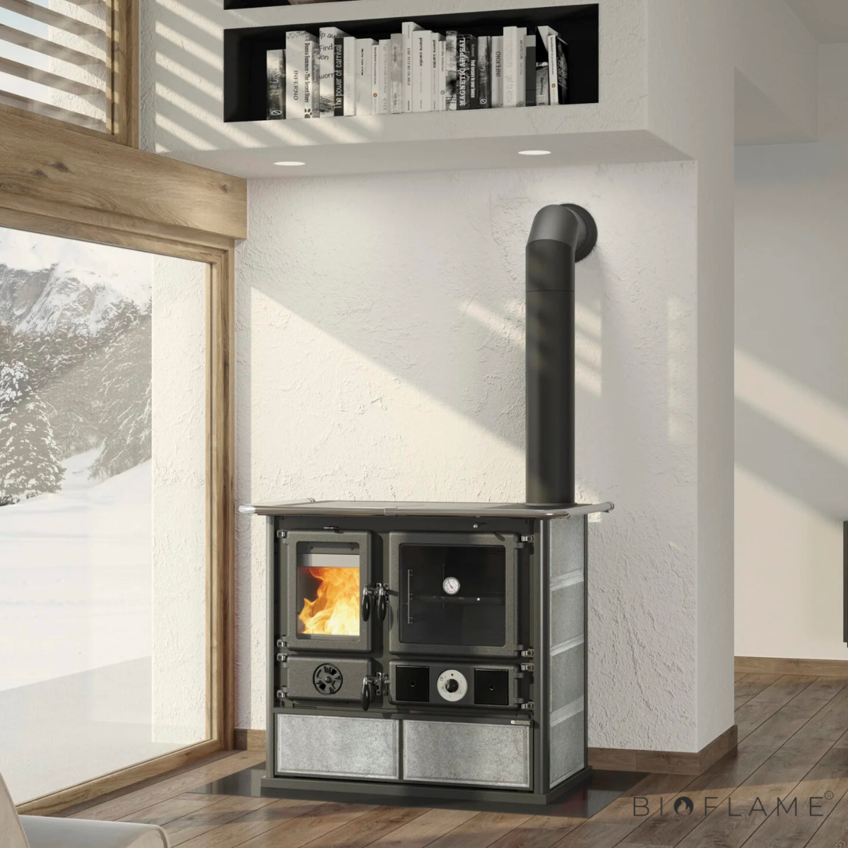 FOGÃO A LENHA PARA AQUECIMENTO CENTRAL - NORDICA EXTRAFLAME TERMOROSA DSA