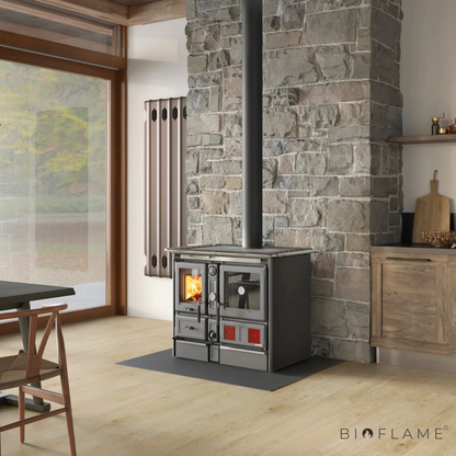 FOGÃO A LENHA PARA AQUECIMENTO CENTRAL - NORDICA EXTRAFLAME TERMOROSA XXL DSA