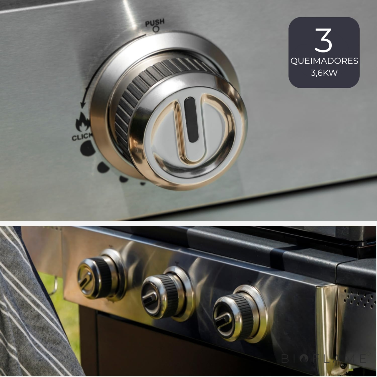 GRELHADOR A GÁS  - BLACK & DECKER 3 QUEIMADORES 